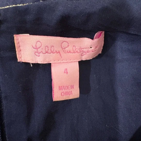 Navy and Gold Lilly Pulitzer Tank Size 4 - Picture 2 of 4